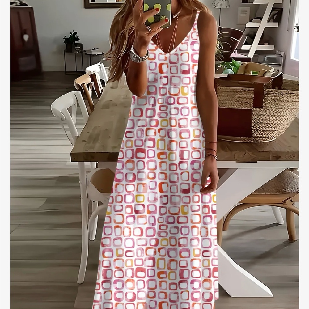 Colorful Geometric Maxi Dress